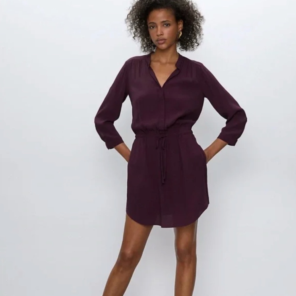 Aritzia Babaton Bennett Silk Shirt Dress in Cardamon XS Extra Small